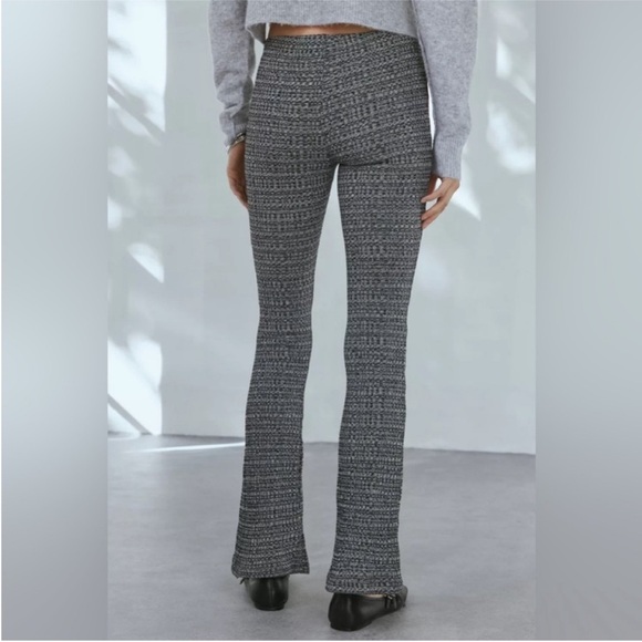 Urban Outfitters | Pria Knit Pull On Flare Pant Black White Tweed New Large NWT - Picture 7 of 11